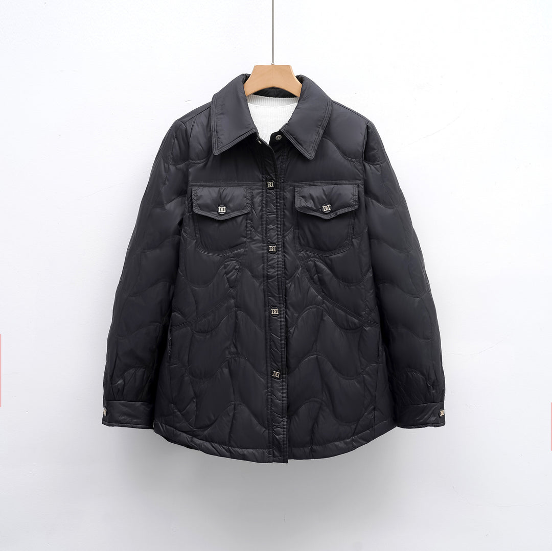 Damen gesteppte Outdoor-Jacke mit Taschen und bequemer Passform EB