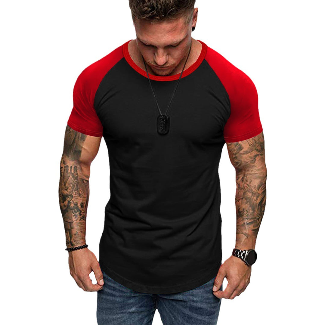 Herren Rundhalsshirt mit kontrastierenden Ärmeln und figurbetonter Passform EB