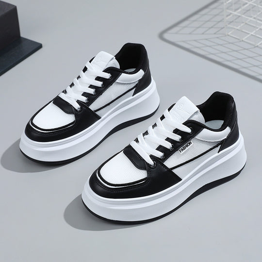Damen modische Plateau Sneakers mit atmungsaktivem Netzmaterial und schockabsorbierender Sohle EB