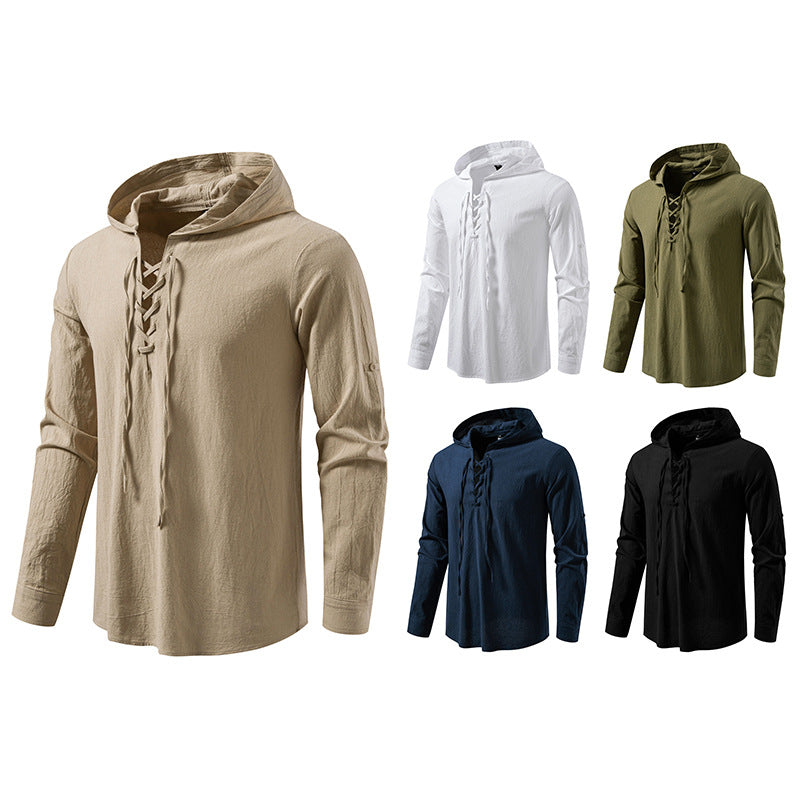 Herren lässiges Kapuzenshirt mit modernes Schnürdesign EB