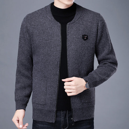 Herren Klassische Strickjacke mit Reißverschluss und aufgesetzten Taschen EB