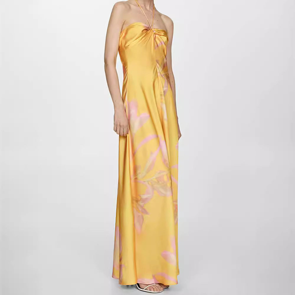 Damen Maxi-Kleid mit eleganter Drapierung und floralem Muster EB