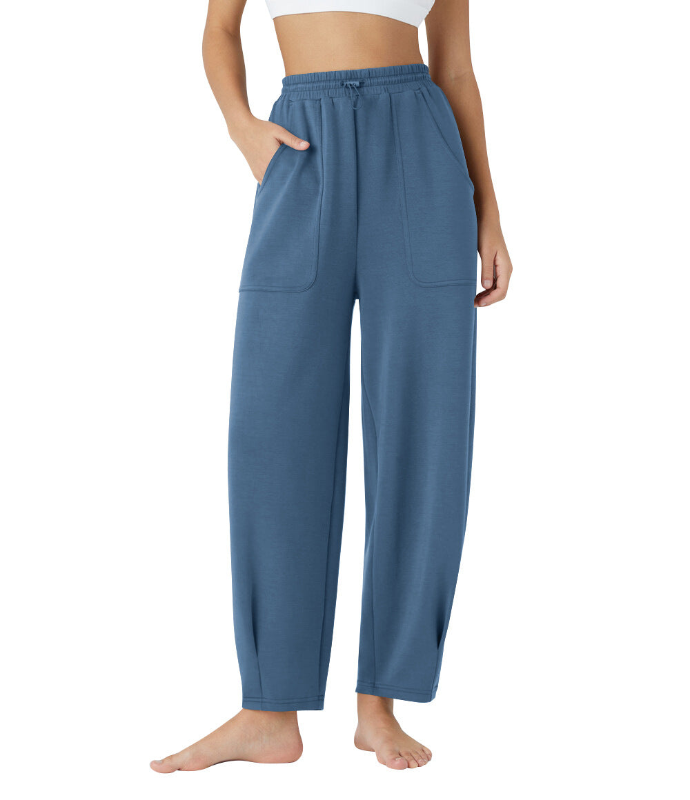 Damen weite Freizeithose mit elastischem Bund und praktischen Taschen EB