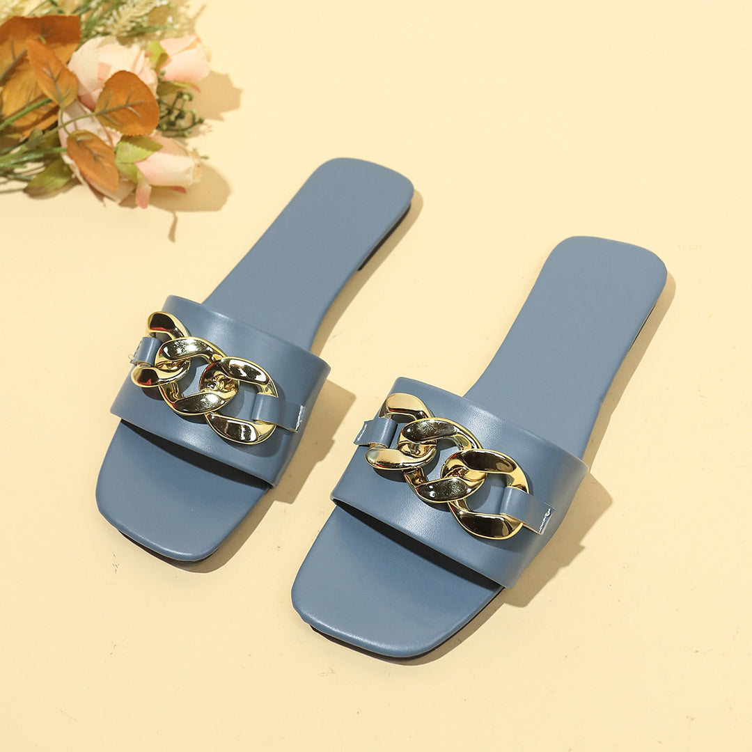 Damen Elegante Sandalen mit modischem Kettenakzent EB