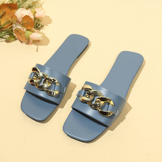 Damen Elegante Sandalen mit modischem Kettenakzent EB