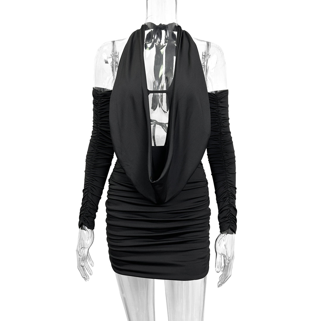 Damen Mini-Kleid mit tiefem V-Ausschnitt und seitlicher Raffung EB