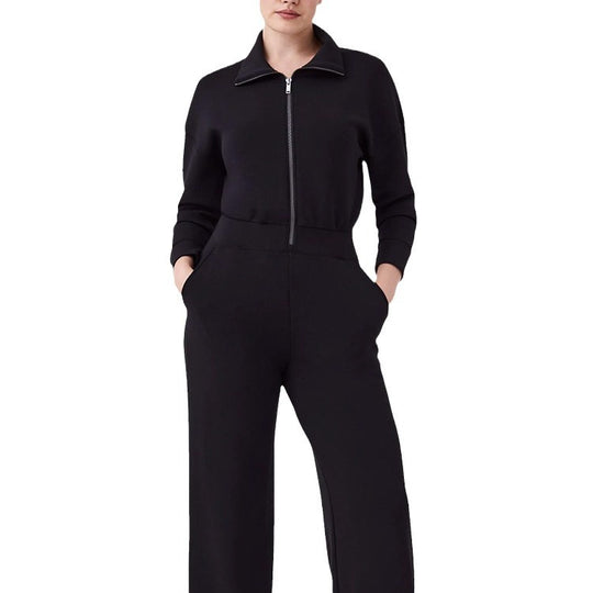Damen Luxuriöser Lounge-Jumpsuit mit elegantem Stehkragen und praktischem Reißverschluss EB