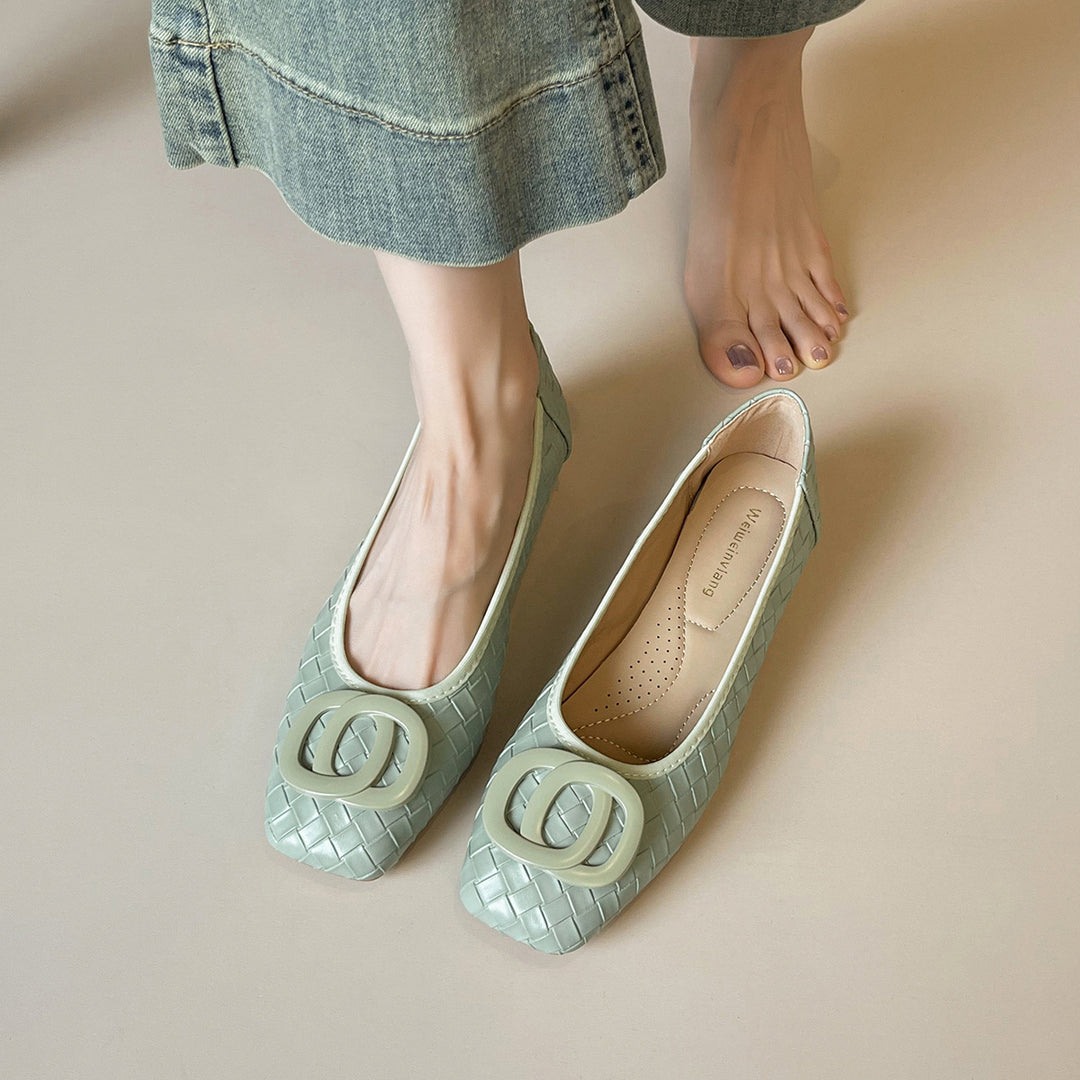 Damen Ballerinas mit schickem Reliefmuster und modischem Schnallenakzent EB