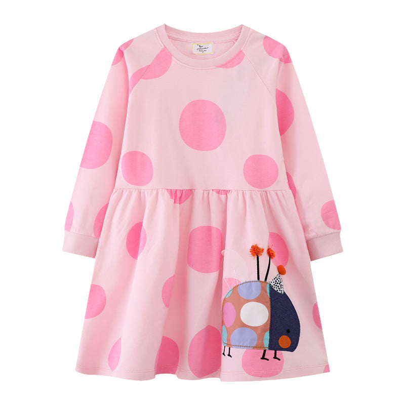 Mädchen Langarmkleid mit lustigem Käfermotiv EB