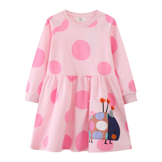 Mädchen Langarmkleid mit lustigem Käfermotiv EB