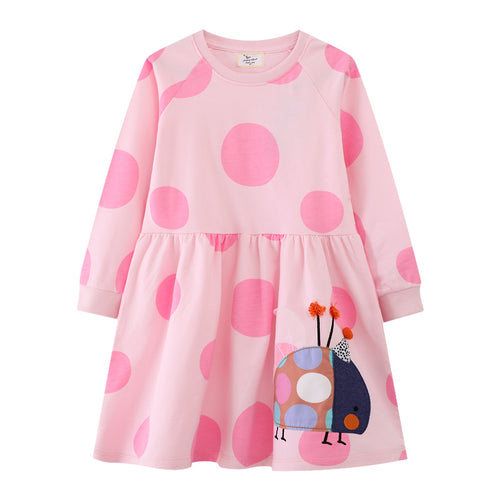 Mädchen Langarmkleid mit lustigem Käfermotiv EB