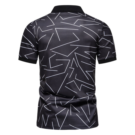 Herren Poloshirt mit modernem geometrischem Muster und atmungsaktiven Eigenschaften EB