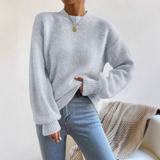 Damen Kuschelpullover mit weitem Schnitt und hochgeschlossenem Kragen EB
