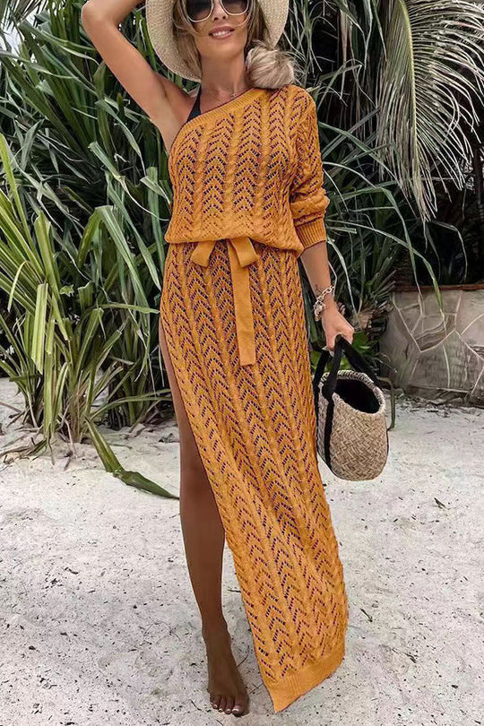 Damen Sommerliches Maxi-Kleid mit asymmetrischem Schnitt und lässigem Bindegürtel EB