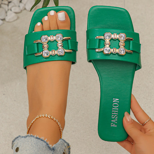 Damen modische Slipper mit glamourösem Schmuck-Detail EB