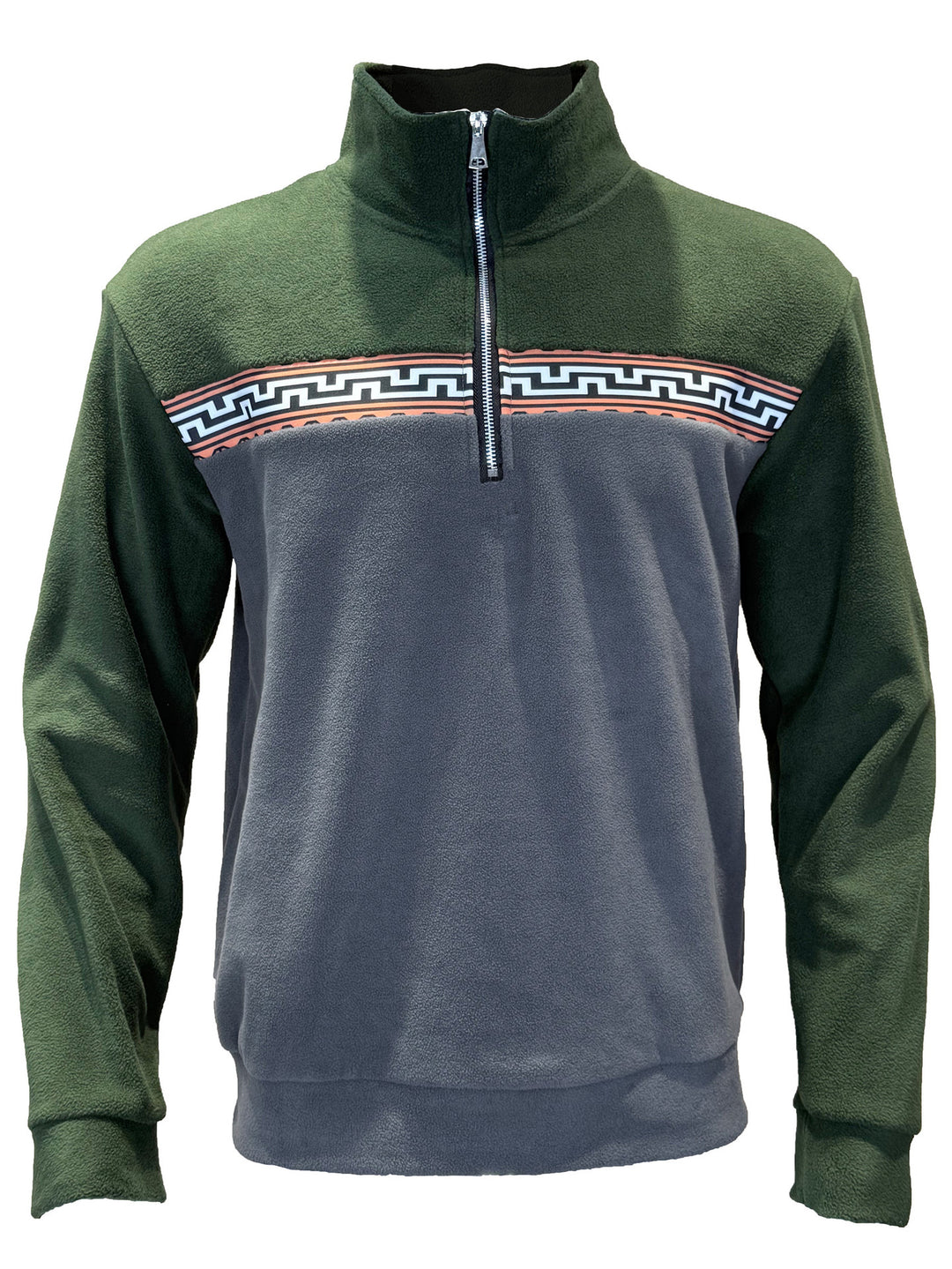 Herren Fleece-Pullover mit stylishem Stehkragen und farblich abgesetztem Muster EB