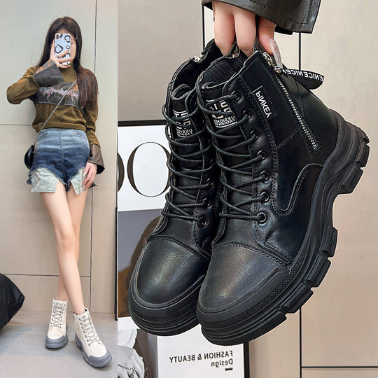Damen modische High-Top Sneakers mit praktischem Reißverschluss und atmungsaktiver Sohle EB