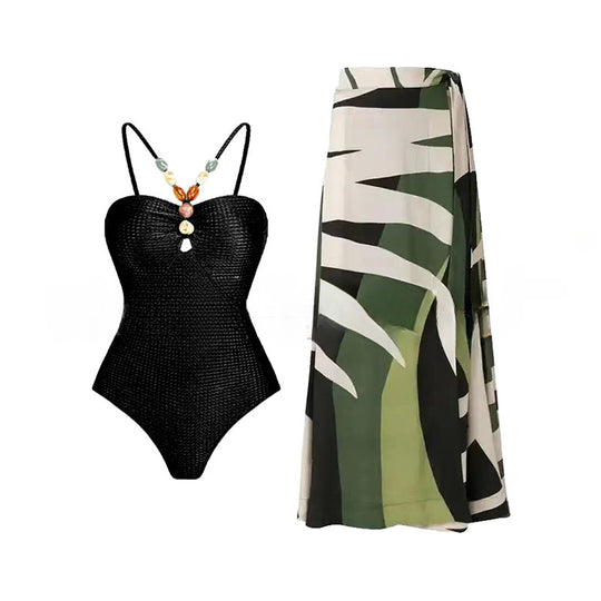 Damen Einteiliger Badeanzug mit modischen Schmuckdetails EB