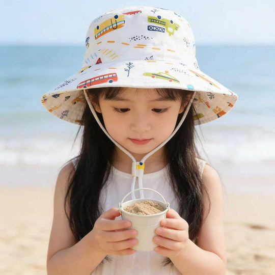 Unisex nan Kinder Sonnenhut mit breiter Krempe verstellbarem Kinnband und Einhornprint  EB