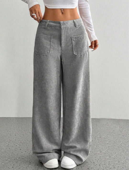 Damen Weite und bequeme Cordhose mit Taschen EB