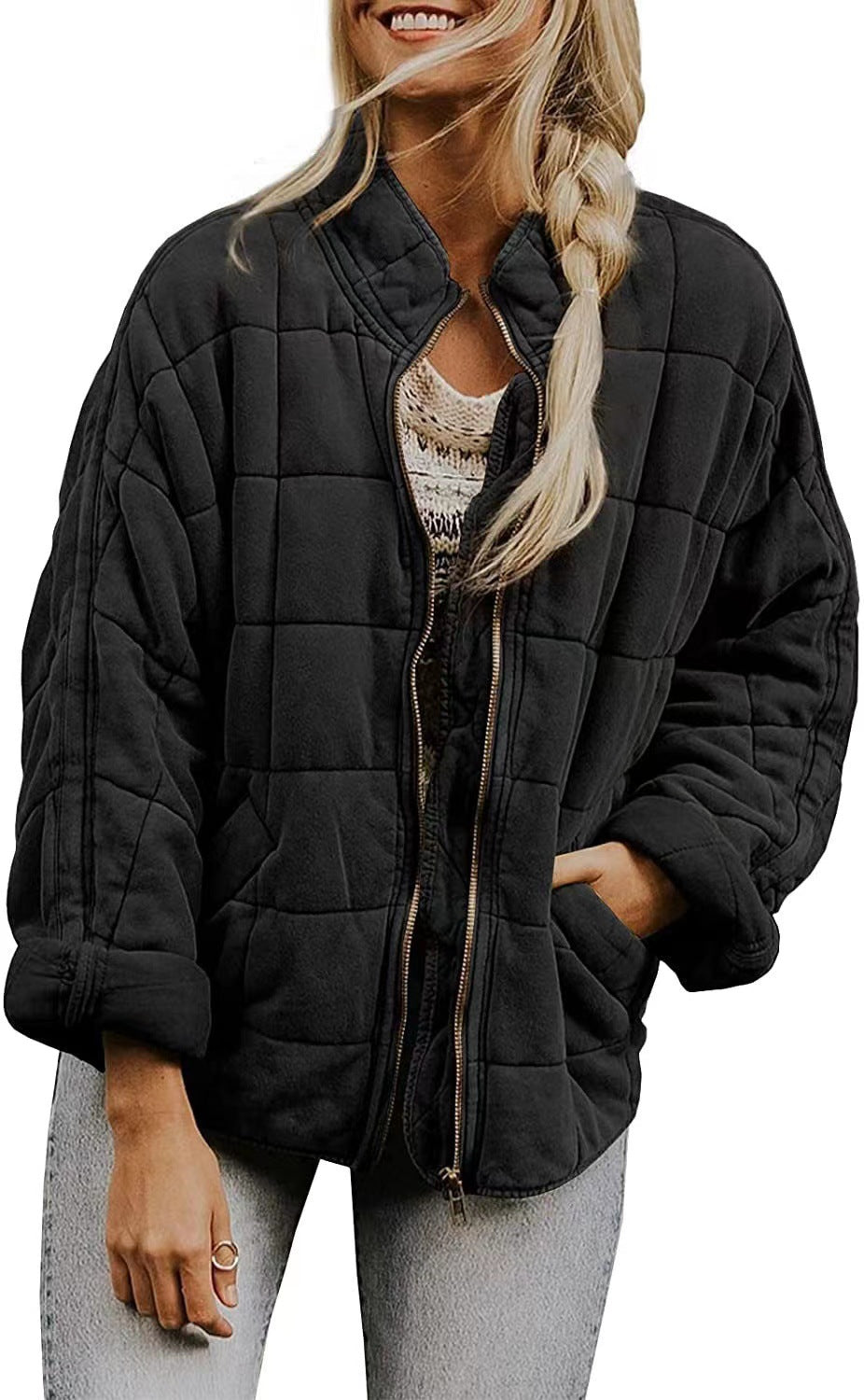 Damen Quilted Jacke mit praktischen Taschen und schnittfestem Design EB