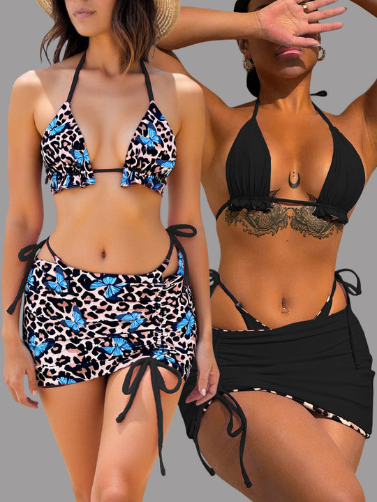 Damen Bikiniset mit verspieltem Rüschendetail und modischem Saum EB