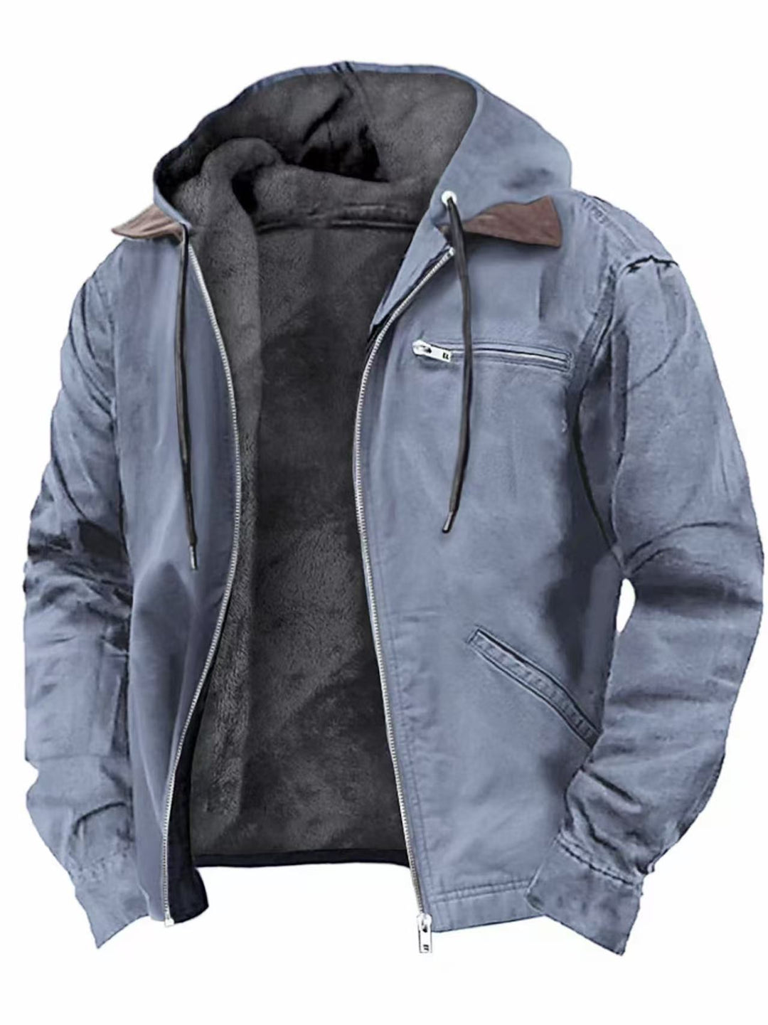 Herren nan wattierte Kapuzenjacke mit Teddyfutter und robuster Canvas-Aussenschicht EB