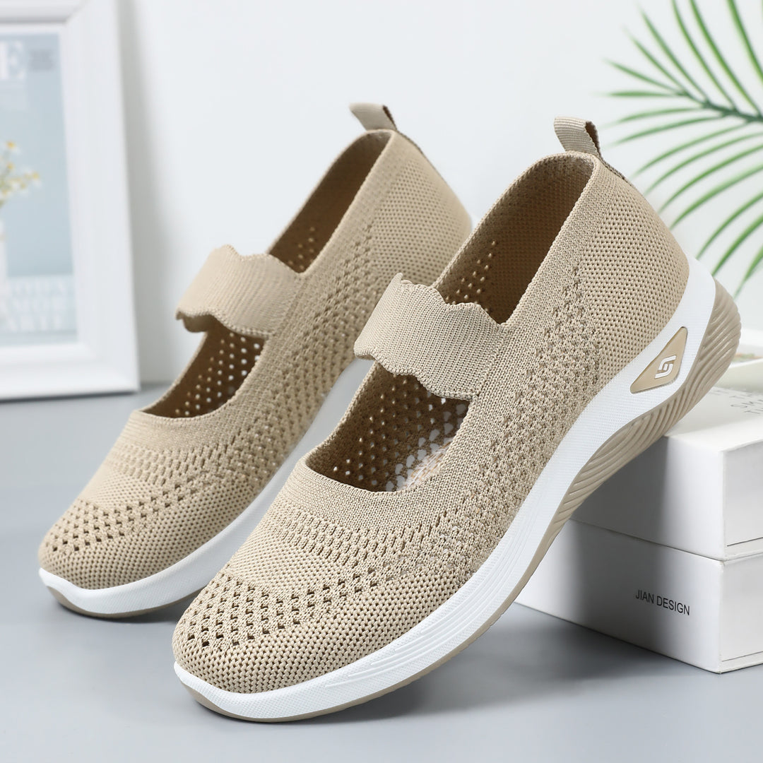 Damen Slip-On Sportschuhe mit elastischem Riemen und atmungsaktivem Obermaterial EB