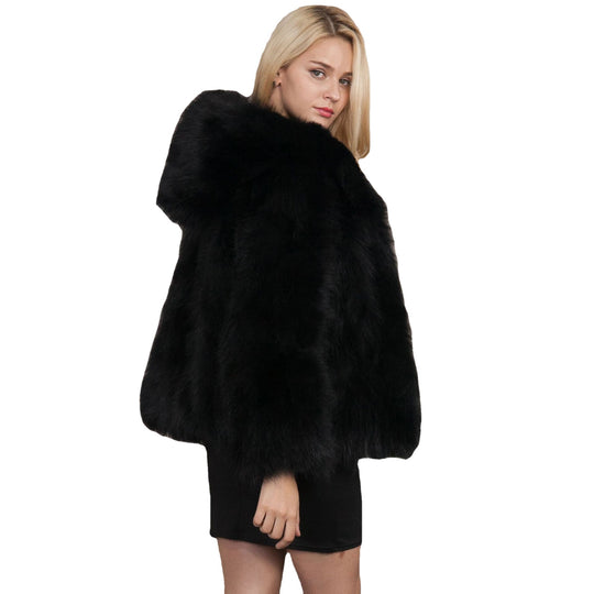 Damen elegante, kuschelige Pelzmantel EB