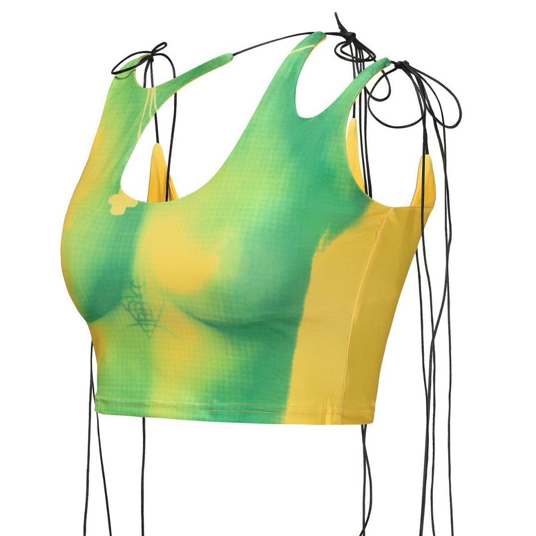 Damen Crop-Top mit asymmetrischem Dekolleté und verstellbaren Trägern EB