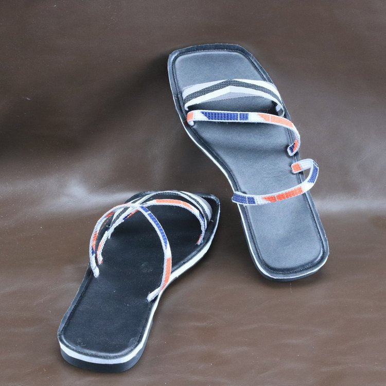 Damen verstellbare Zehentrenner-Sandalen mit geflochtenem Riemen EB