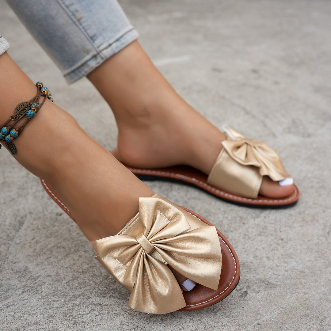 Damen elegante Pantoletten mit großen Schleifen EB