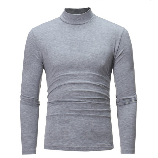 Herren Langarm T-Shirt mit stehendem Kragen und figurschmeichelndem Schnitt EB