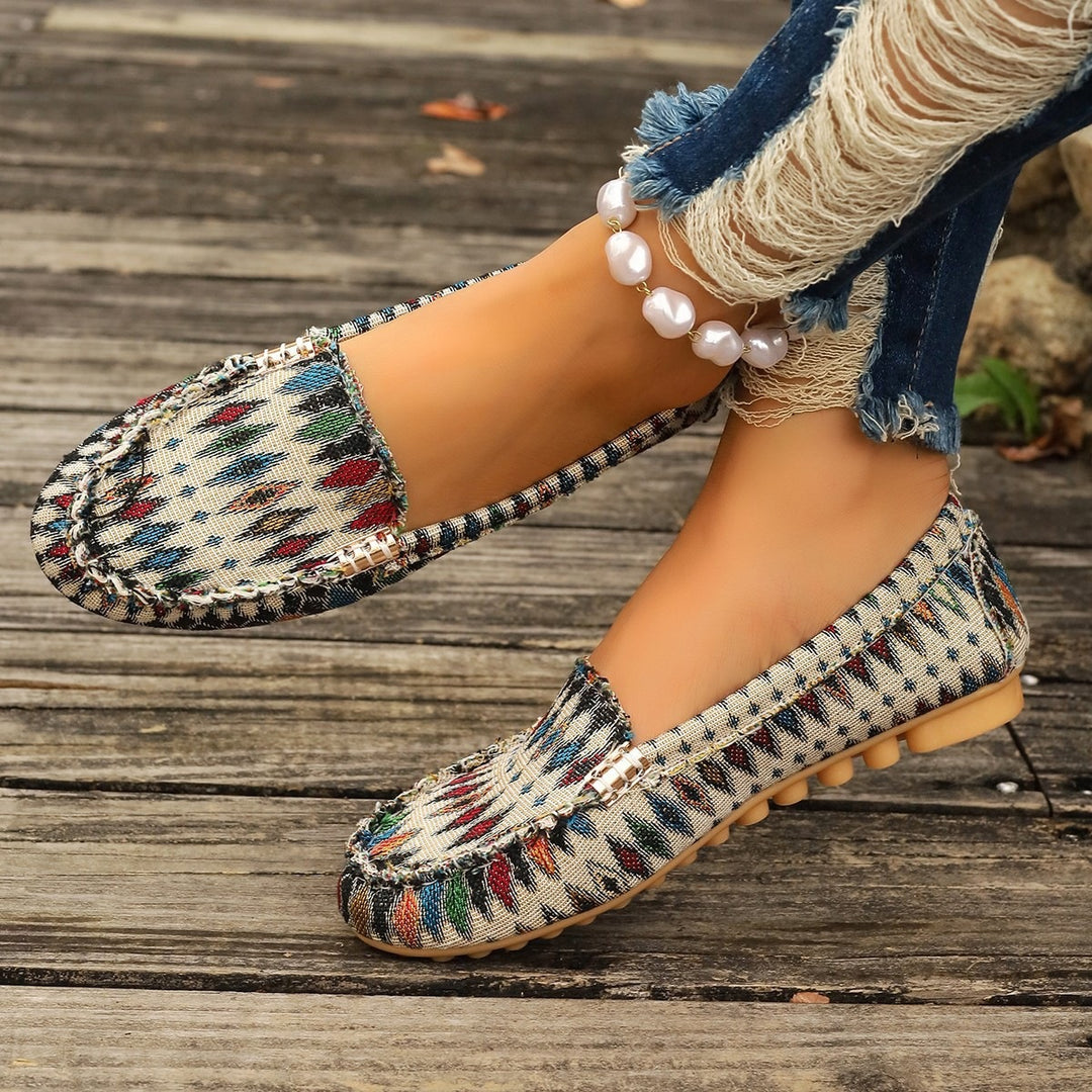 Damen Mokassins mit modernem Ethno-Design EB