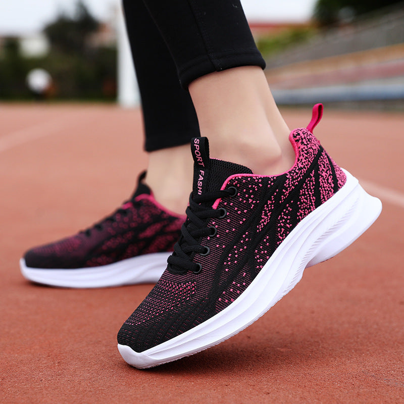 Damen Sportliche Knit-Sneaker mit atmungsaktiver Mesh-Oberfläche und rutschfester Sohle EB