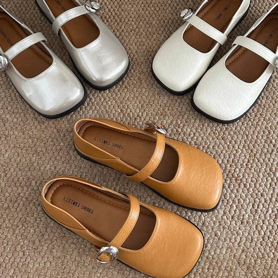 Damen Ballerinas mit modischer Schnallen-Applikation und bequemem Fußbett EB