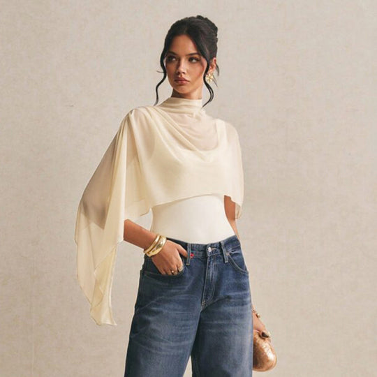 Damen Body mit elegantem Chiffon-Überwurf EB