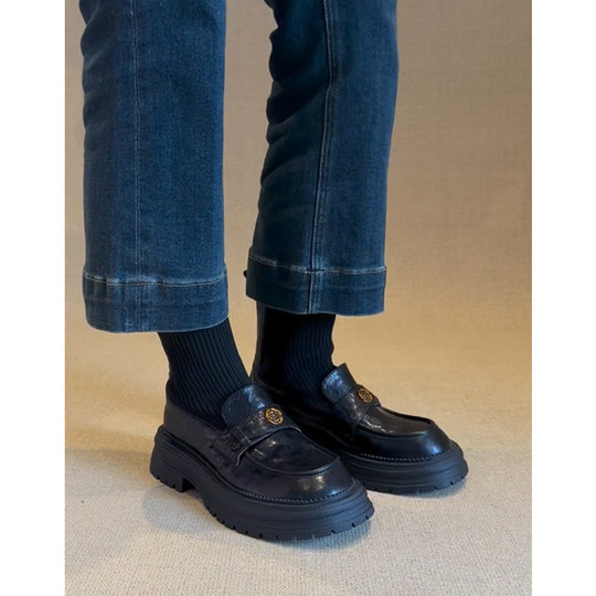 Damen Modische Mokassins mit robustem Plateau EB