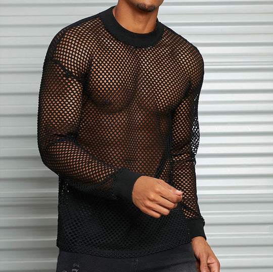 Herren Netzshirt mit einzigartigem Muster und lässigem Schnitt EB
