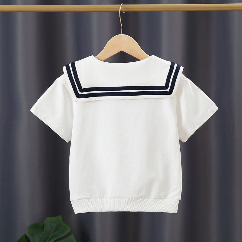 Mädchen Matrosen-T-Shirt mit Schleifendetail EB