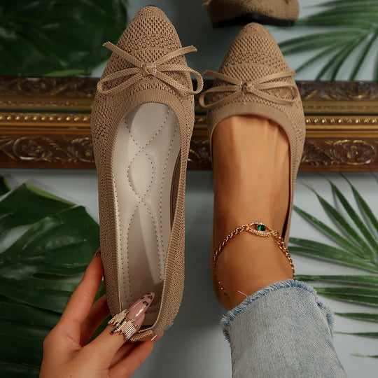 Damen elegante Ballerinas mit modischem Schleifendetail und rutschfester Sohle EB