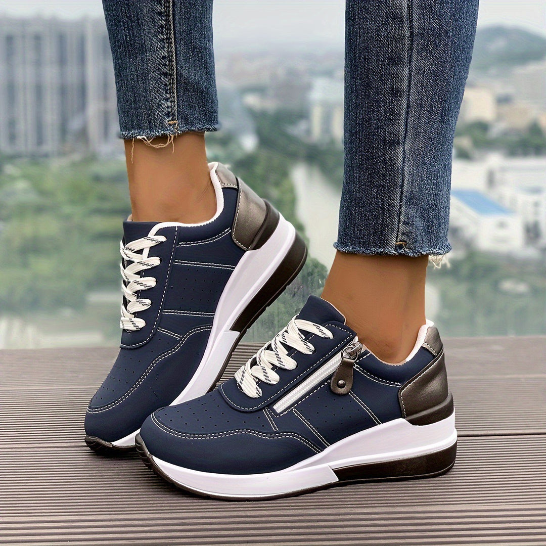 Damen Komfortable Sneaker mit Reißverschluss EB
