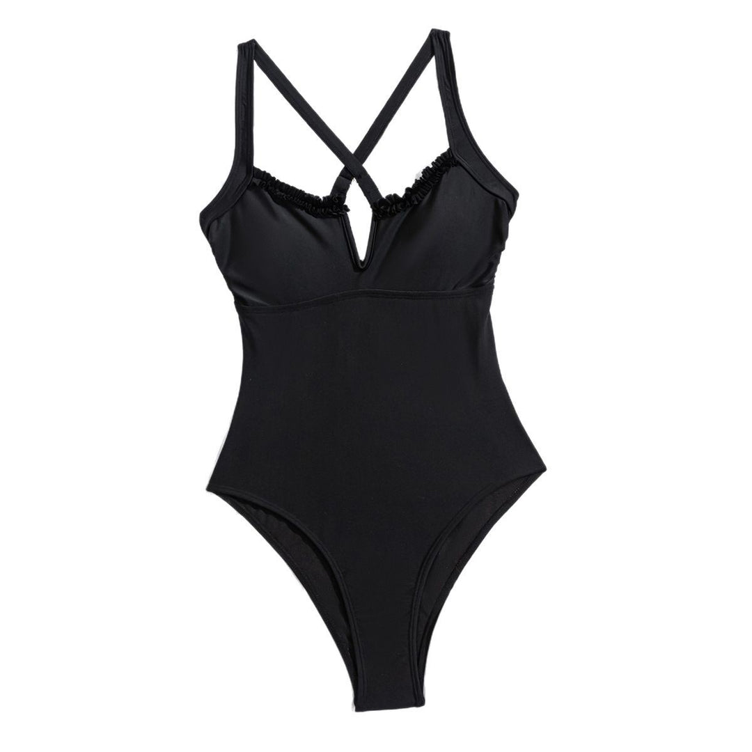 Damen Einteiliger Badeanzug mit neckischem V-Ausschnitt und raffinierten Trägerdetails EB