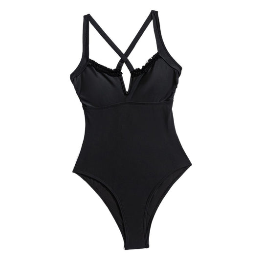 Damen Einteiliger Badeanzug mit neckischem V-Ausschnitt und raffinierten Trägerdetails EB