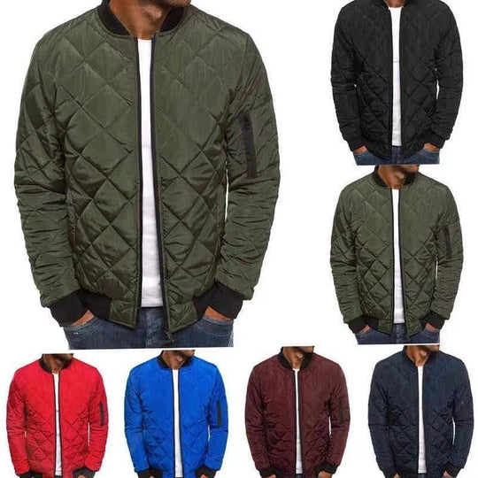 Herren gesteppte Übergangsjacke mit hohem Kragen und seitlichen Taschen EB