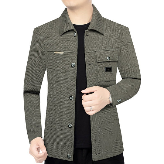 Herren Strukturiertes Overshirt im Glencheck-Relief mit Hemdkragen EB