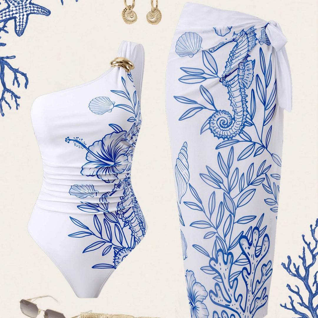 Damen Einteiler Badeanzug mit luxuriösem floralem Design EB