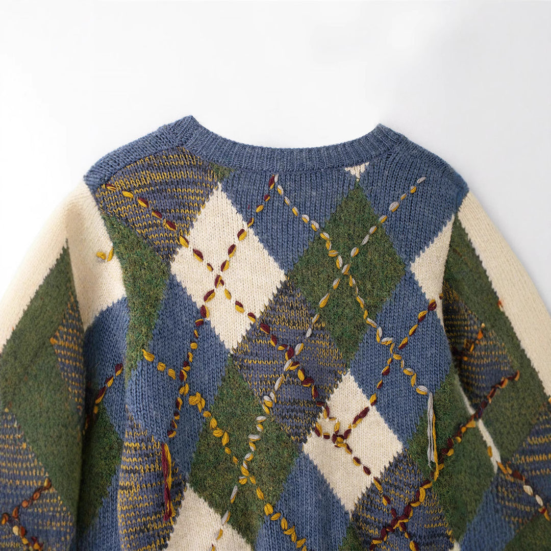 Damen Modische Strickjacke mit Zopfmuster und dekorativer Stickerei EB