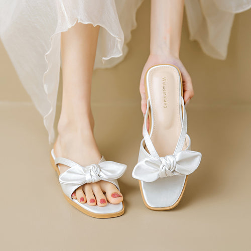 Damen elegante Flip-Flops mit dekorativem Schleifen-Design EB