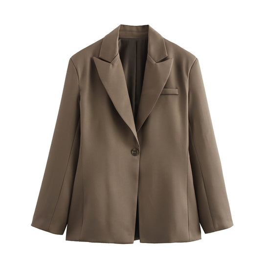 Damen elegante Blazerjacke im minimalistischen Design mit praktischen Taschen EB